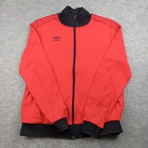 Umbro Jacket Mens Large Red Black Full Zip Track‎ Soccer Athletic Warm Up Coat